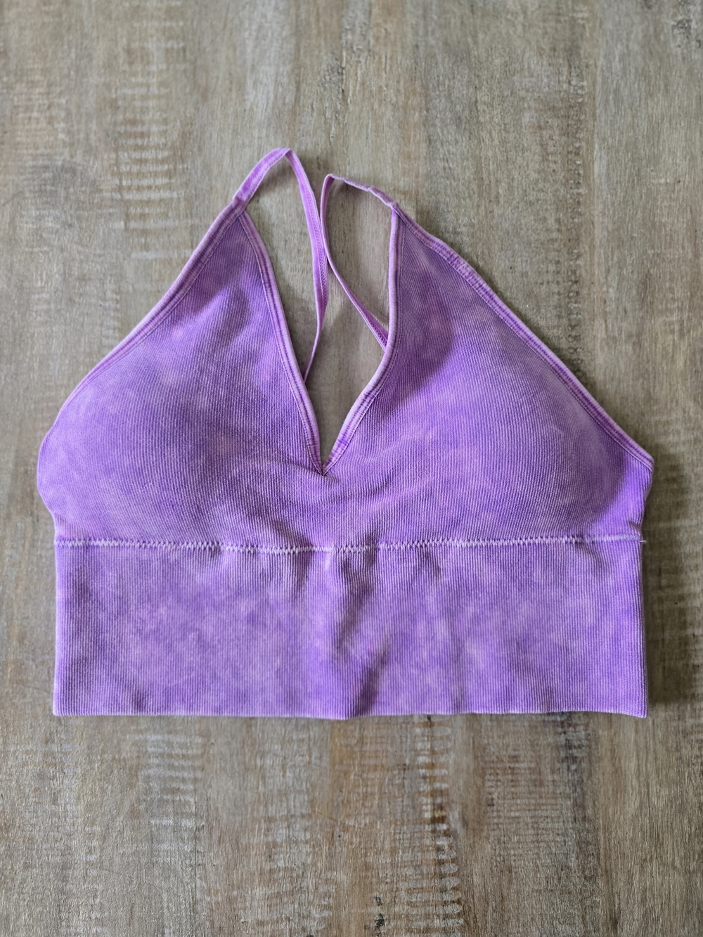 Zenana Outfitters Purple Mineral Washed Bralette L/XL